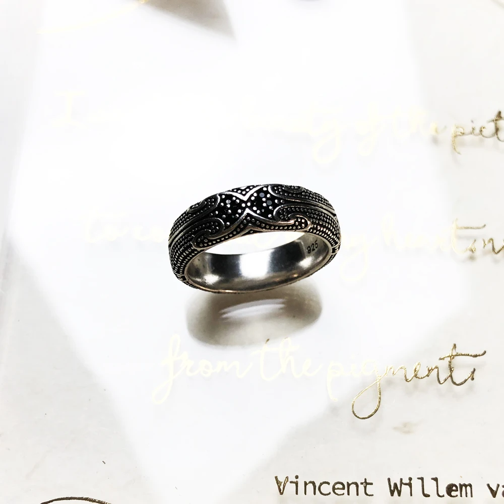 Band Ring Maori Tattoos Ethno Fine Jewerly For Women Men Autumn Brand New Cultural Ornament Gift In 925 Sterling Silver