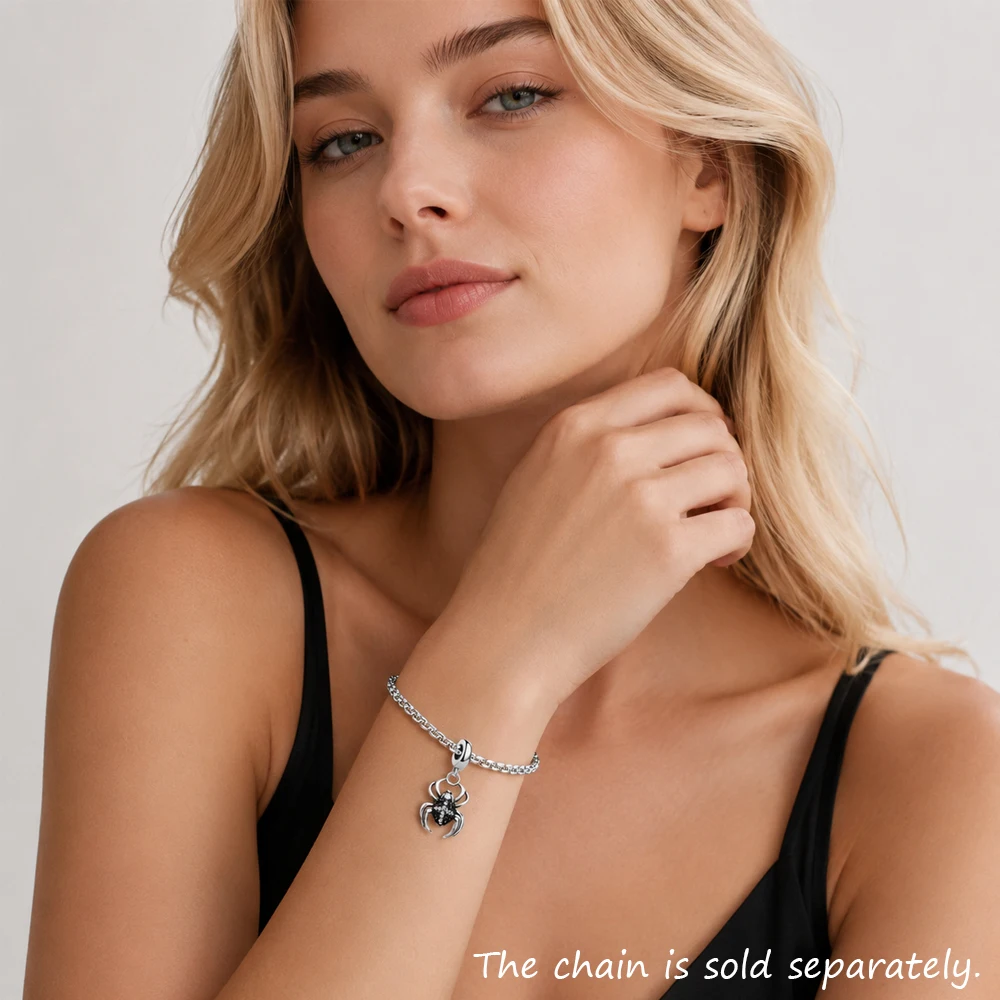 Spider Dangle Charm Pendant Nature High Quality 925 Sterling Silver Vintage Jewelry Gift For Women Men