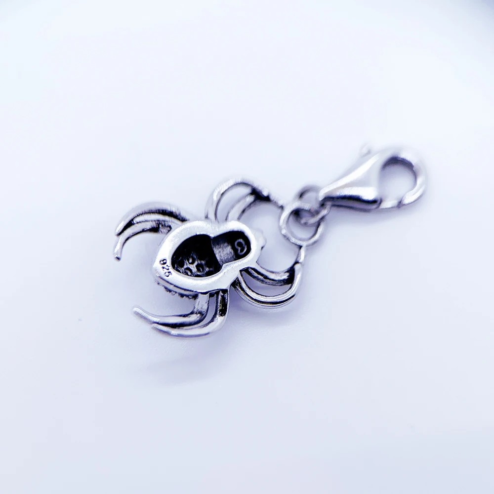 Spider Dangle Charm Pendant Nature High Quality 925 Sterling Silver Vintage Jewelry Gift For Women Men