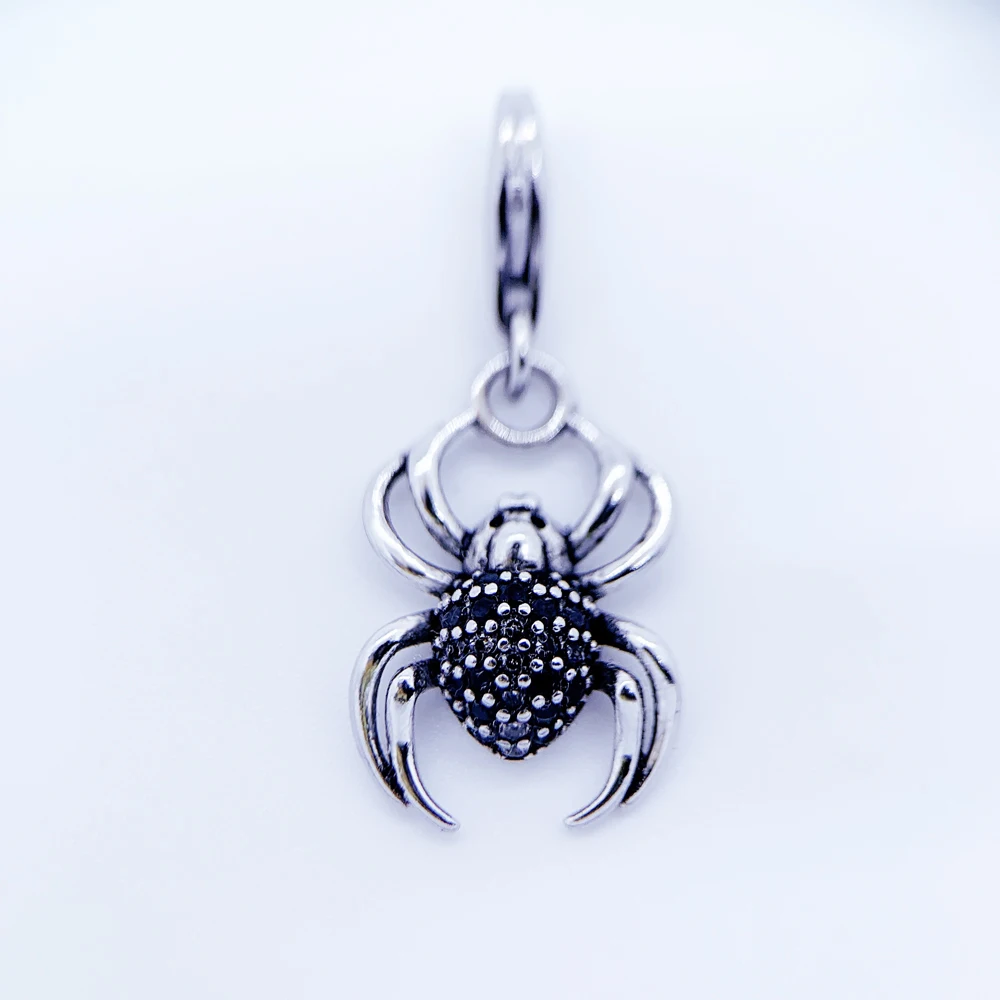 Spider Dangle Charm Pendant Nature High Quality 925 Sterling Silver Vintage Jewelry Gift For Women Men