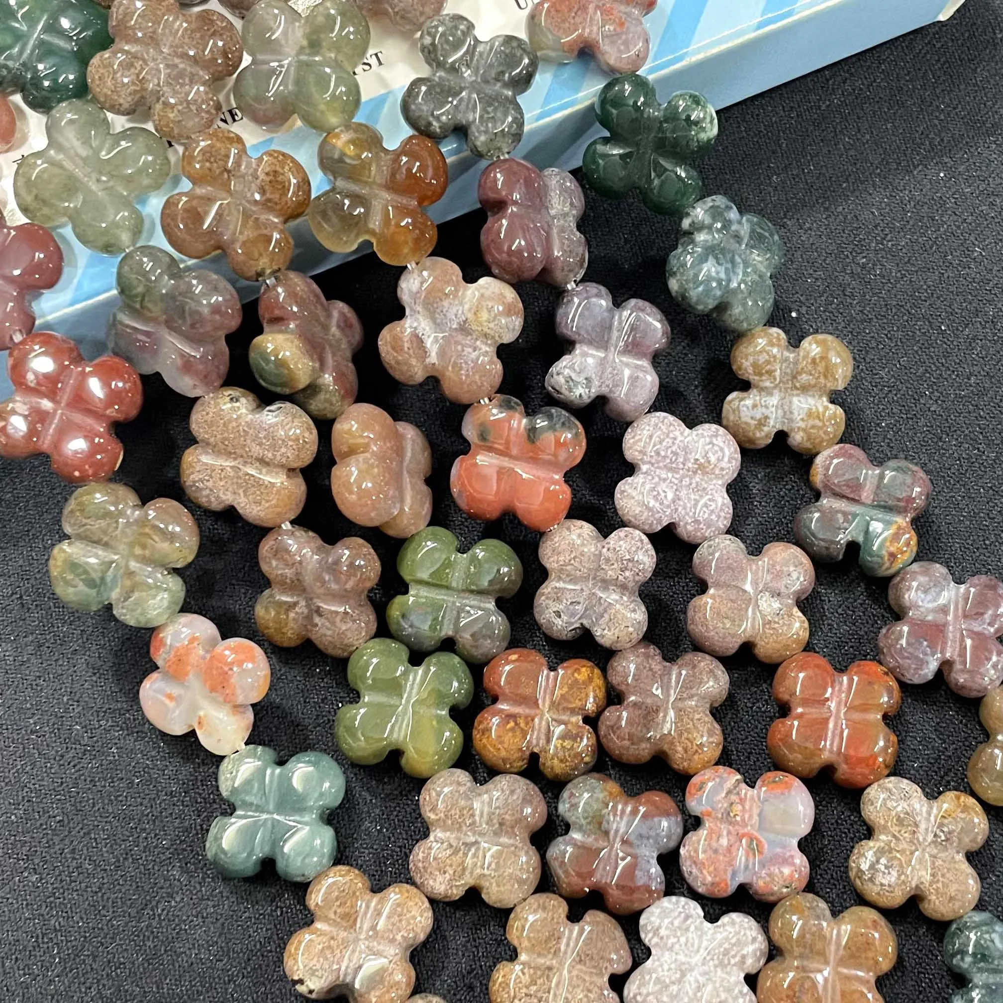 14MM Natural Stone Flower Tiger Eye Quartz Agates Spacer Loose Beads For Jewelry Making DIY Bracelet Necklace Accessories