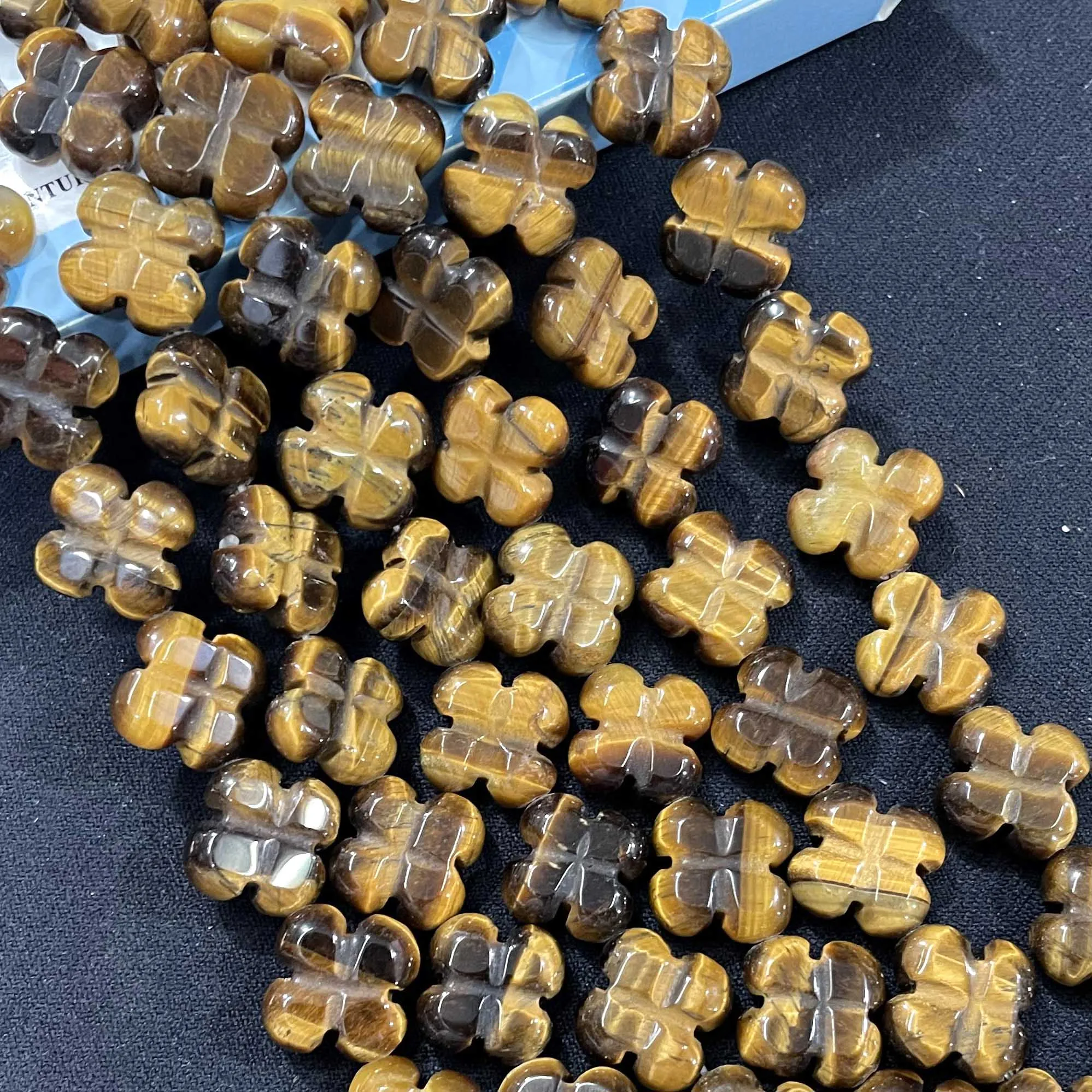 14MM Natural Stone Flower Tiger Eye Quartz Agates Spacer Loose Beads For Jewelry Making DIY Bracelet Necklace Accessories