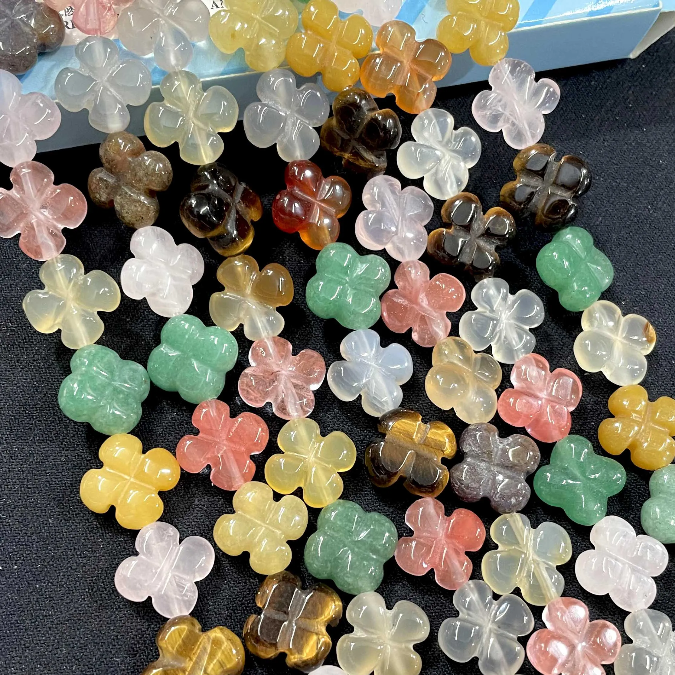 14MM Natural Stone Flower Tiger Eye Quartz Agates Spacer Loose Beads For Jewelry Making DIY Bracelet Necklace Accessories