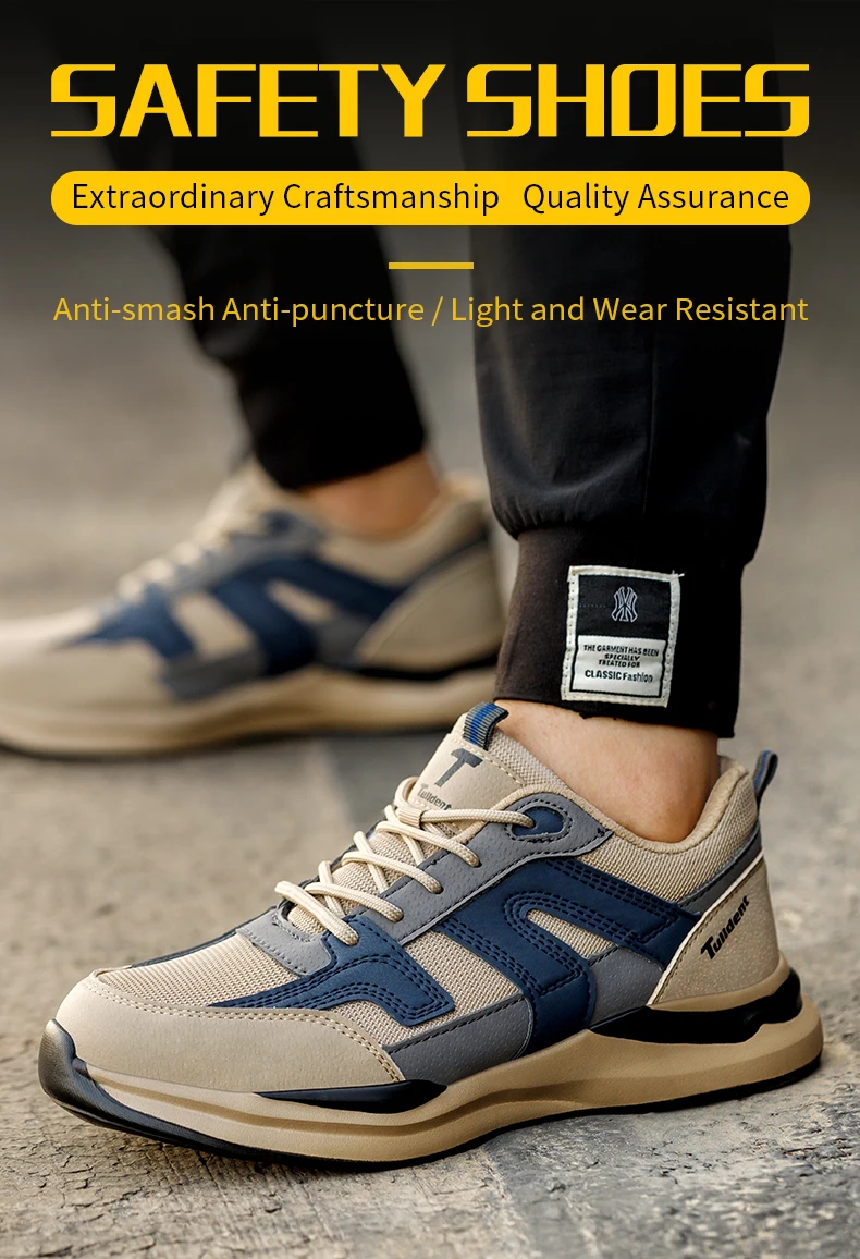 Work Sneakers Steel Toe Shoes Men Safety Shoes Puncture-Proof Work Shoes Boots Indestructible Footwear Security Lightweight