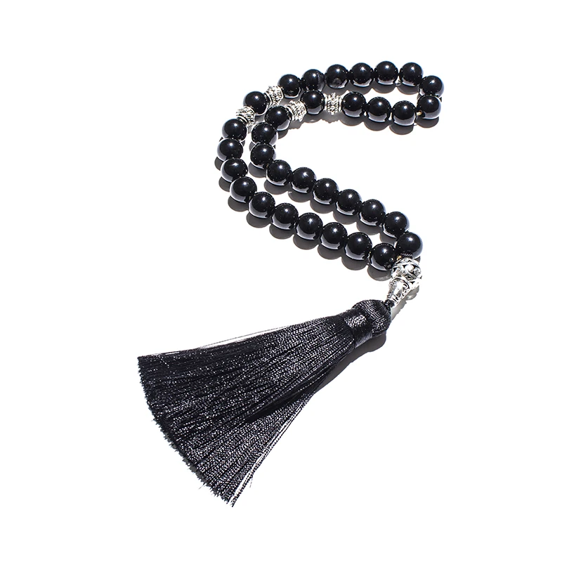 8mm/10mm Black Onyx Yellow Tiger Eye Islamic Muslim Tasbih 33 Prayer Beads Bracelet Men and Women  Rosary Natural Stone Jewelry