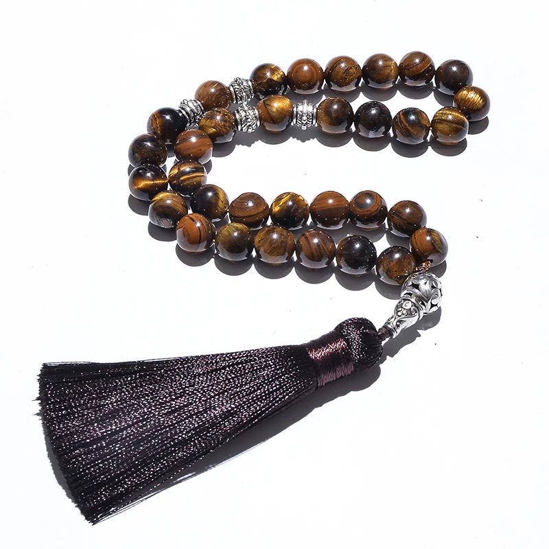 8mm/10mm Black Onyx Yellow Tiger Eye Islamic Muslim Tasbih 33 Prayer Beads Bracelet Men and Women  Rosary Natural Stone Jewelry