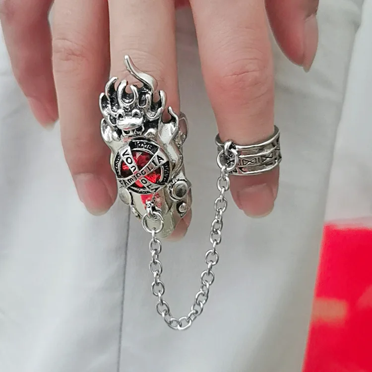 Fashion Japan Anime Hitman Reborn Joint Ring Gemstone Revolving Rings Cosplay Props Figure Toys Punk Gothic Fans Party Gifts