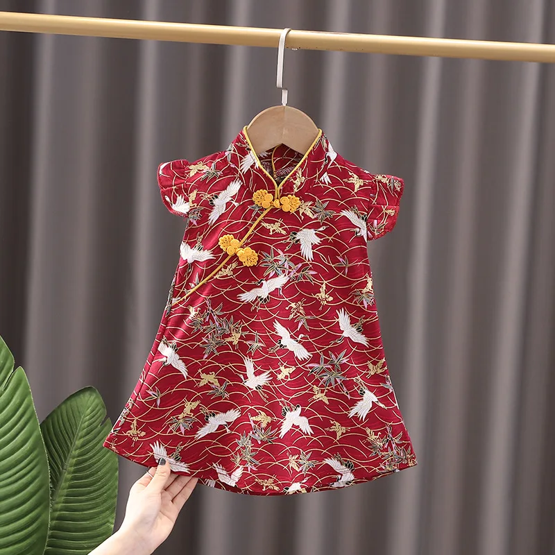 Kid Girl Dress Cheongsam Chinese Style Fashion Birthday Party Wear Teen Sisters Children Clothing Baby Girl Princess Dress A541