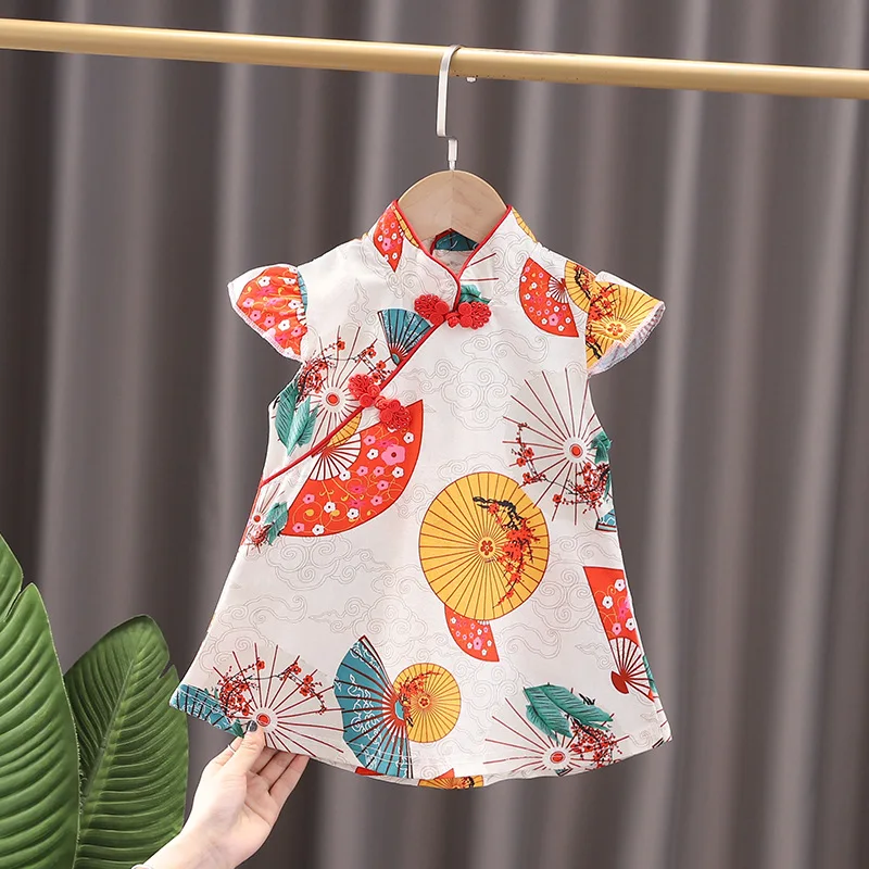 Kid Girl Dress Cheongsam Chinese Style Fashion Birthday Party Wear Teen Sisters Children Clothing Baby Girl Princess Dress A541