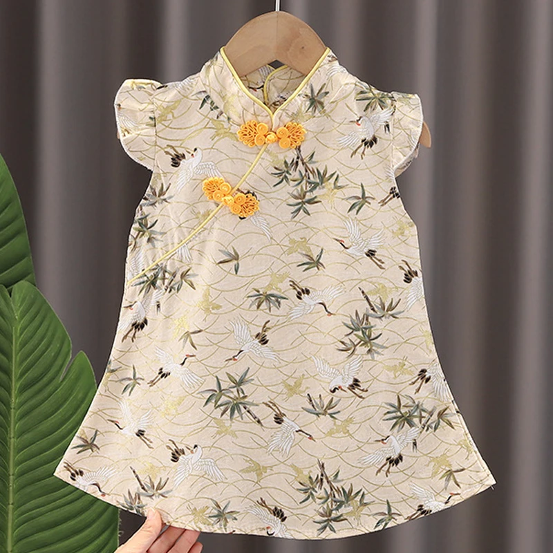Kid Girl Dress Cheongsam Chinese Style Fashion Birthday Party Wear Teen Sisters Children Clothing Baby Girl Princess Dress A541