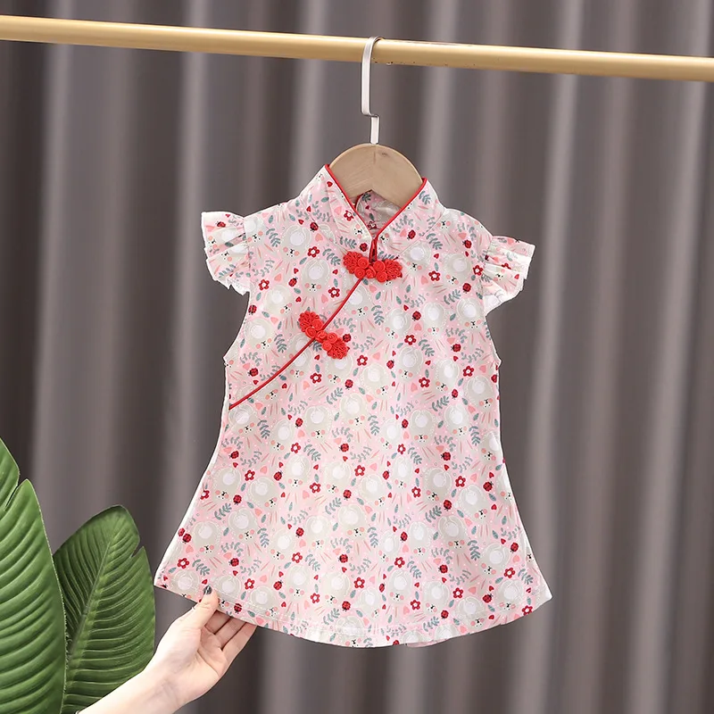 Kid Girl Dress Cheongsam Chinese Style Fashion Birthday Party Wear Teen Sisters Children Clothing Baby Girl Princess Dress A541