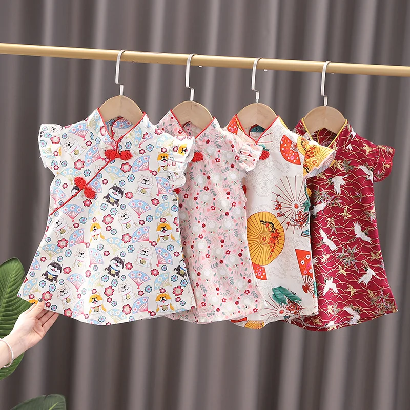 Kid Girl Dress Cheongsam Chinese Style Fashion Birthday Party Wear Teen Sisters Children Clothing Baby Girl Princess Dress A541