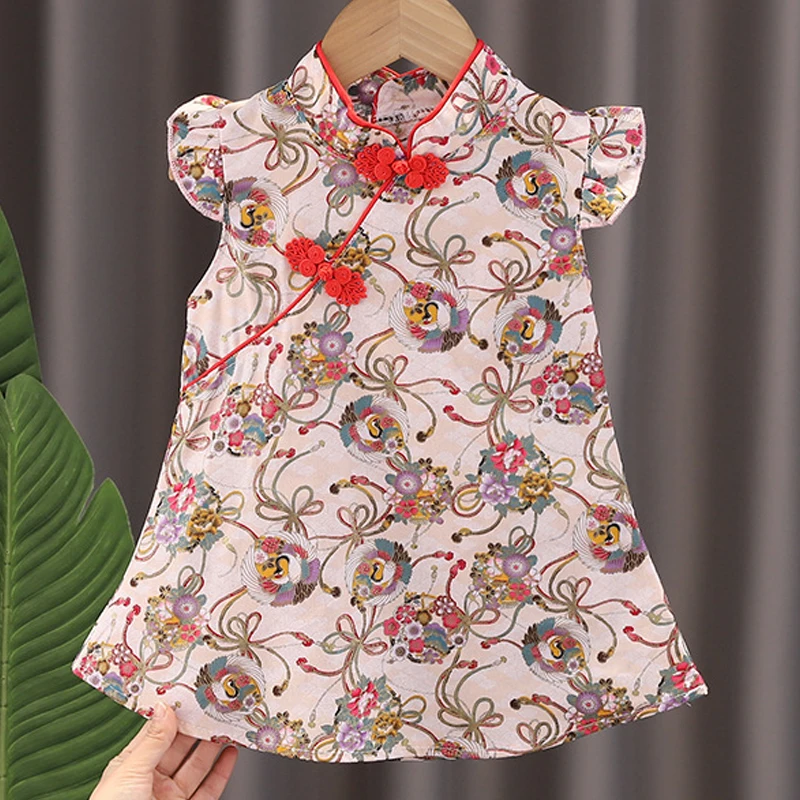 Kid Girl Dress Cheongsam Chinese Style Fashion Birthday Party Wear Teen Sisters Children Clothing Baby Girl Princess Dress A541