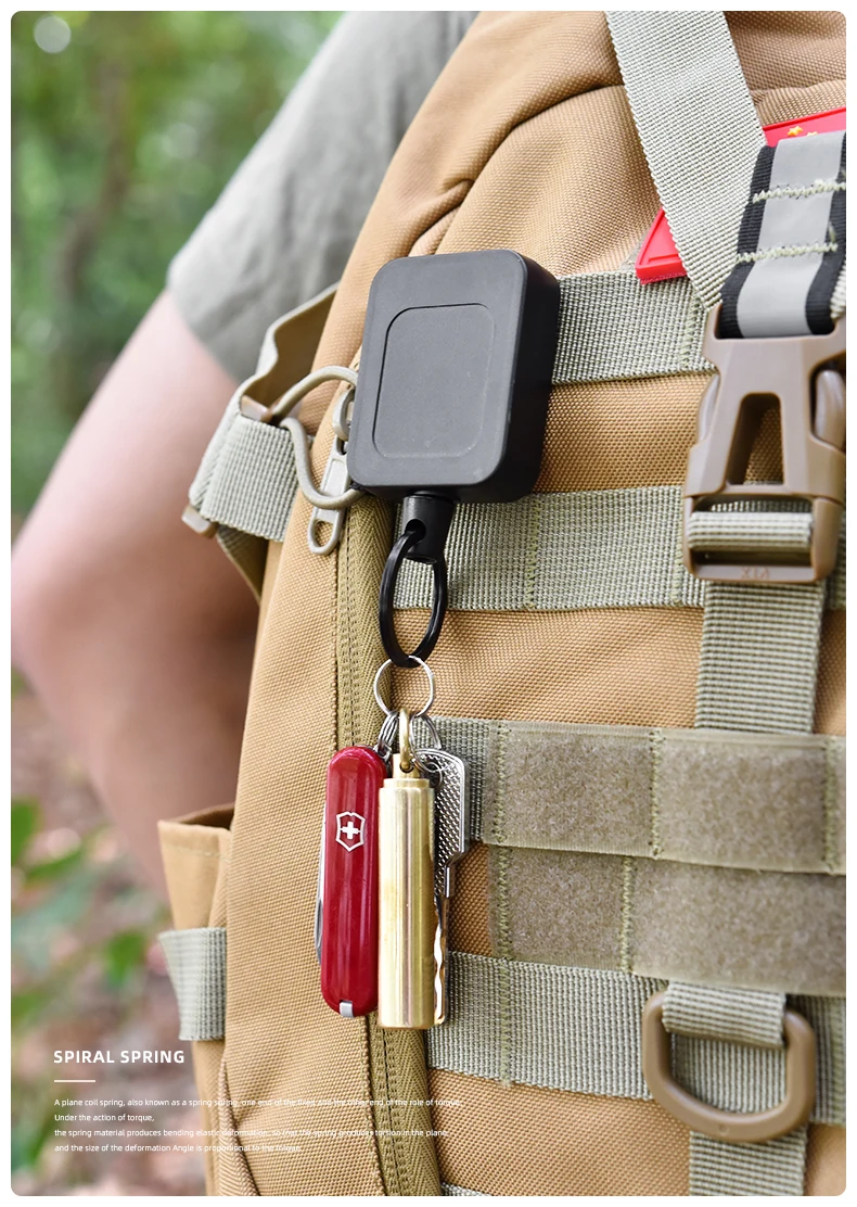 Stainless Steel Rope Back Clip Key Chain Anti-theft Keychain Easy To Pull Telescopic Buckle Key Ring High Rebound Keyring H73