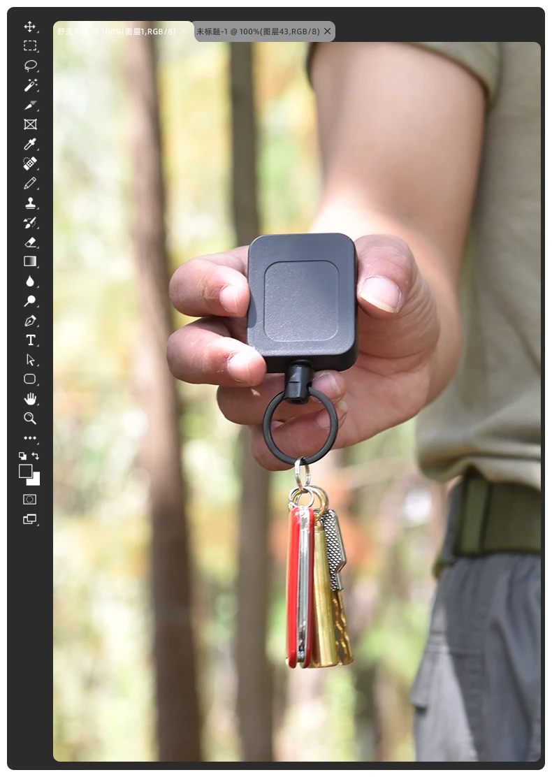 Stainless Steel Rope Back Clip Key Chain Anti-theft Keychain Easy To Pull Telescopic Buckle Key Ring High Rebound Keyring H73