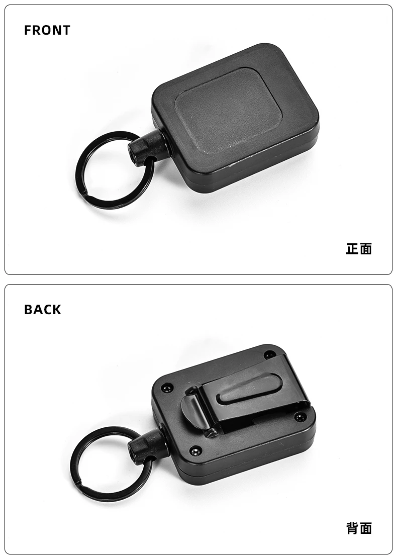 Stainless Steel Rope Back Clip Key Chain Anti-theft Keychain Easy To Pull Telescopic Buckle Key Ring High Rebound Keyring H73