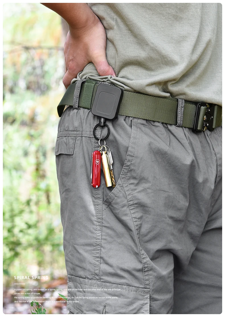 Stainless Steel Rope Back Clip Key Chain Anti-theft Keychain Easy To Pull Telescopic Buckle Key Ring High Rebound Keyring H73
