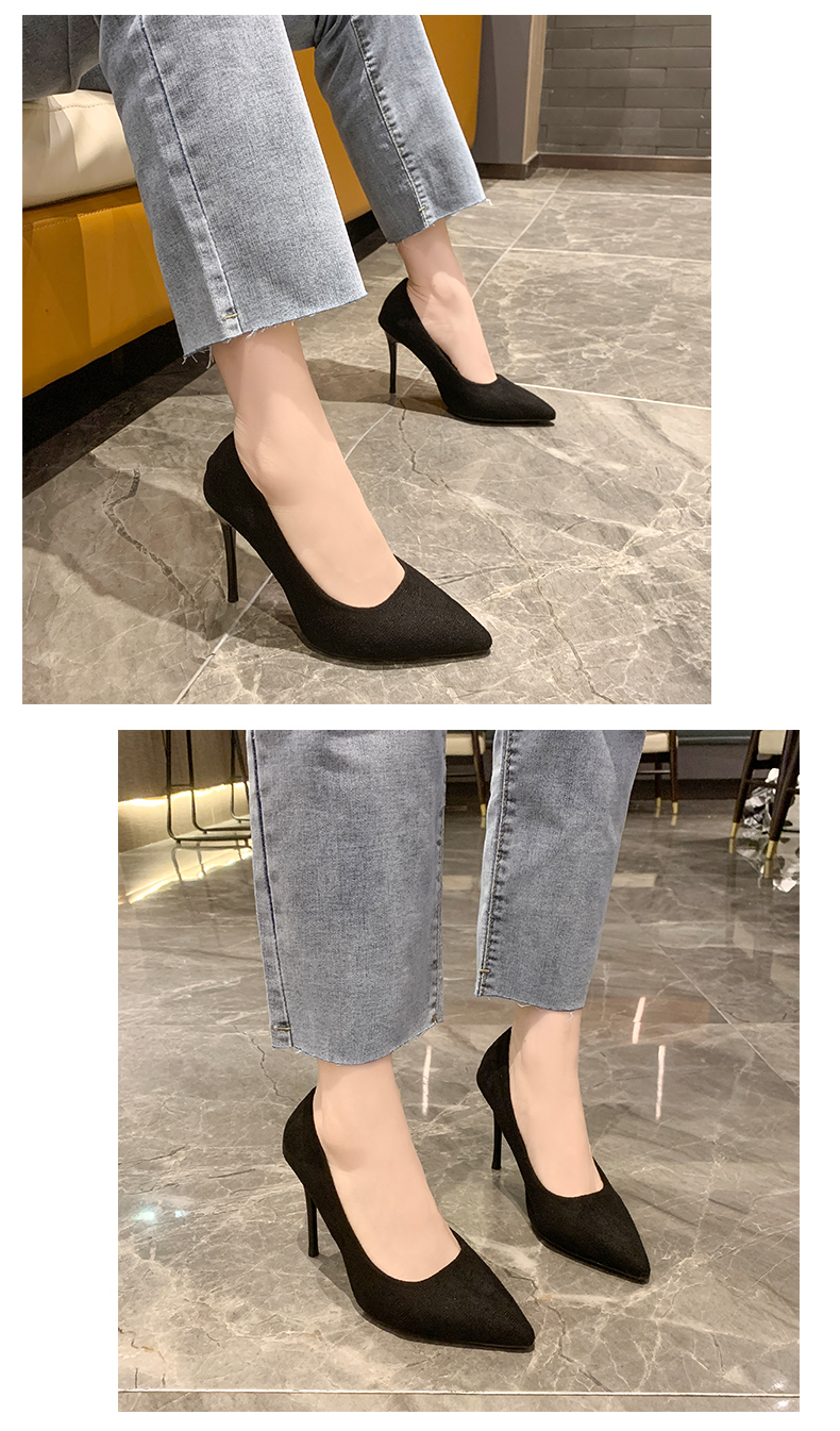 Women New Mid Heeled Sandals Black 6-8-10cm Pointed Thin Heeled Baotou Banquet High Heeled Shoes Womens Shoes Tacones Mujer