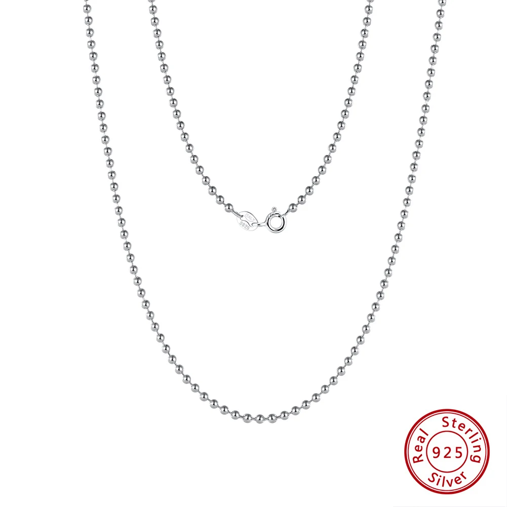 Rinntin Handmade 925 Sterling Silver Fashion 1.2mm Ball Bead Chain Necklace 40/45/50/55/60cm for Women Chain Jewelry Gift SC24