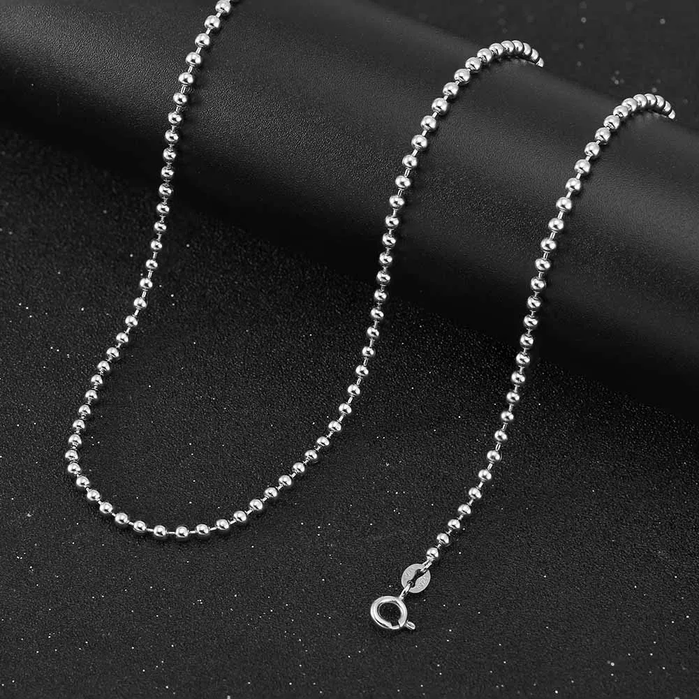 Rinntin Handmade 925 Sterling Silver Fashion 1.2mm Ball Bead Chain Necklace 40/45/50/55/60cm for Women Chain Jewelry Gift SC24