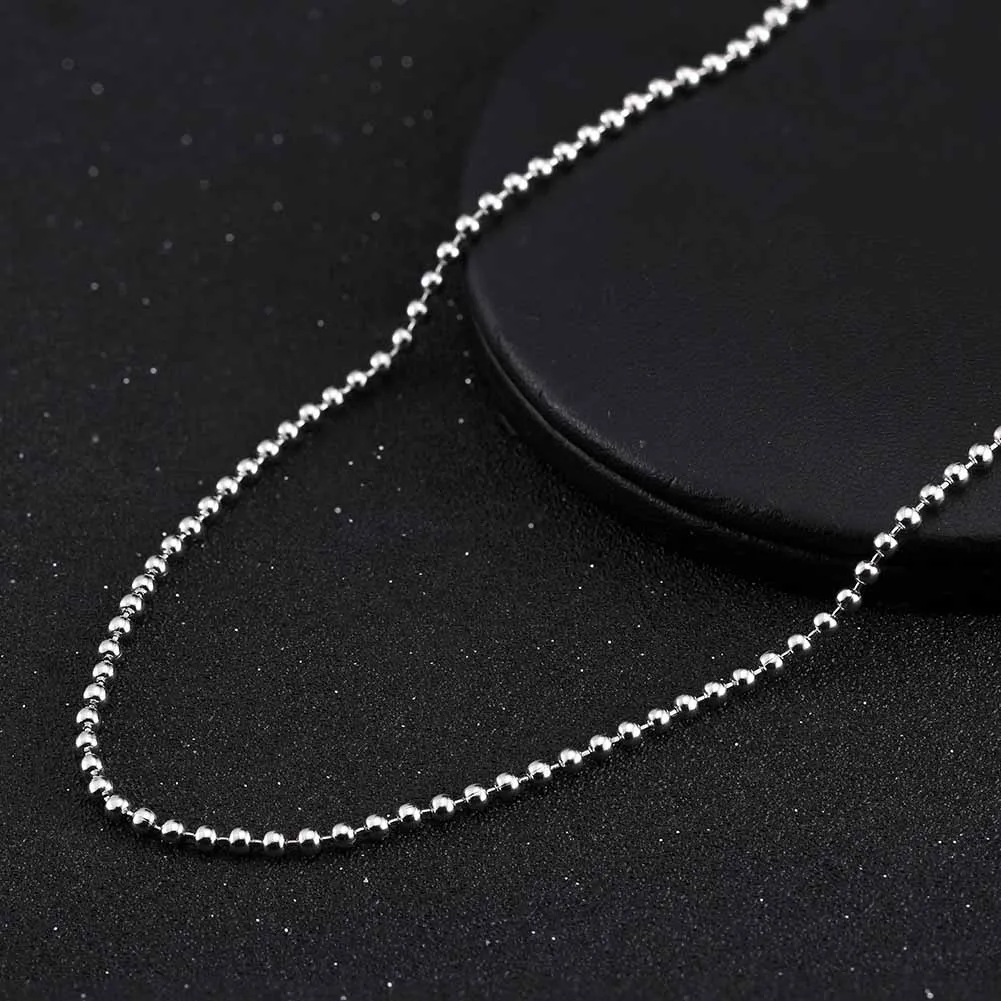 Rinntin Handmade 925 Sterling Silver Fashion 1.2mm Ball Bead Chain Necklace 40/45/50/55/60cm for Women Chain Jewelry Gift SC24