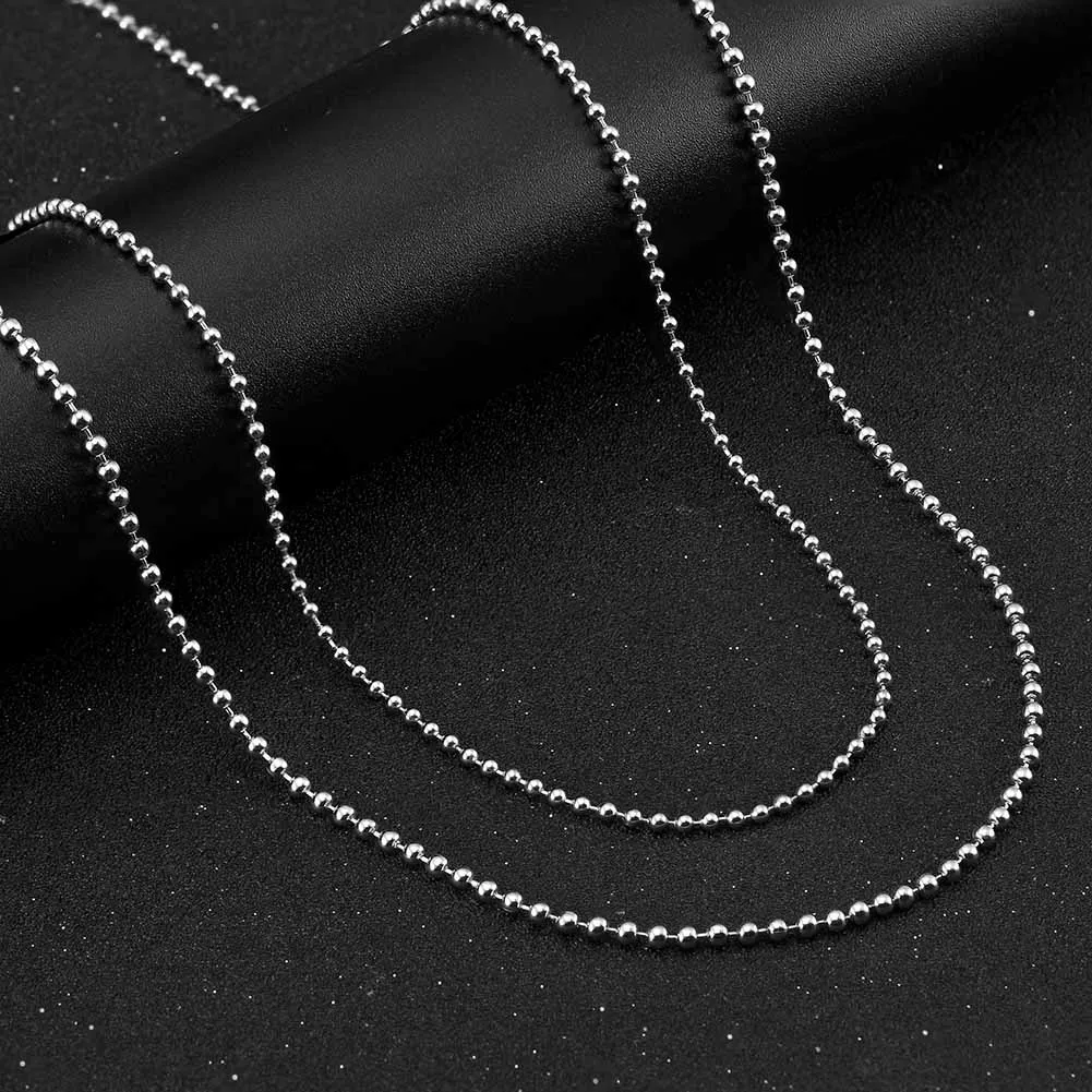 Rinntin Handmade 925 Sterling Silver Fashion 1.2mm Ball Bead Chain Necklace 40/45/50/55/60cm for Women Chain Jewelry Gift SC24