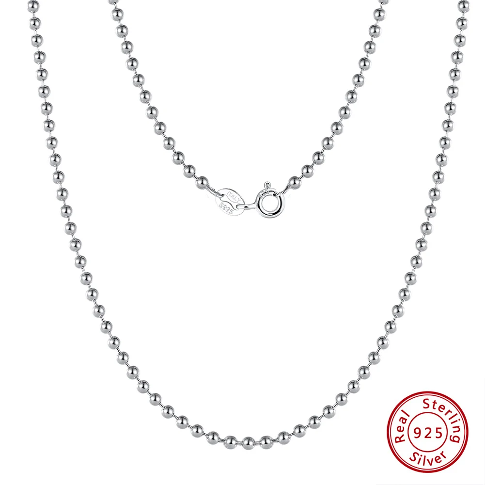 Rinntin Handmade 925 Sterling Silver Fashion 1.2mm Ball Bead Chain Necklace 40/45/50/55/60cm for Women Chain Jewelry Gift SC24
