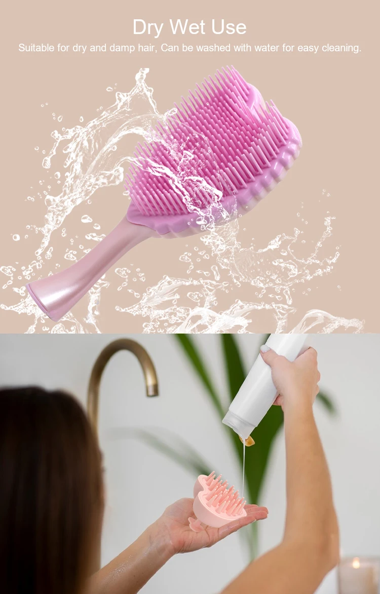 Mini Angel Detangling Hair Brush Silicone Shampoo Brush Head Scalp Massage Combs For Valentine's Day Anniversary Gifts For Woman