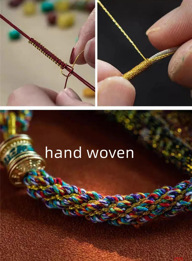 Hand Woven Size Adjust Tibetan Six Words Lucky Rope Bracelets Black Red God of Wealth Bracelet Bangles Gift For Friends Lovers