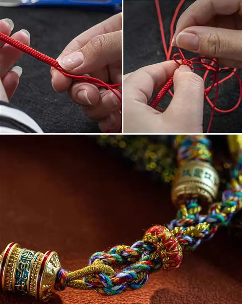 Hand Woven Size Adjust Tibetan Six Words Lucky Rope Bracelets Black Red God of Wealth Bracelet Bangles Gift For Friends Lovers