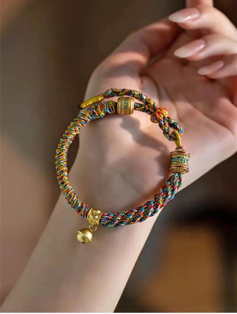 Hand Woven Size Adjust Tibetan Six Words Lucky Rope Bracelets Black Red God of Wealth Bracelet Bangles Gift For Friends Lovers