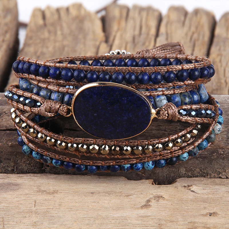 Fashion Bohemian Jewelry Boho Bracelet Mixed Natural Stones And Charm Handma Wrap Bracelets Gift