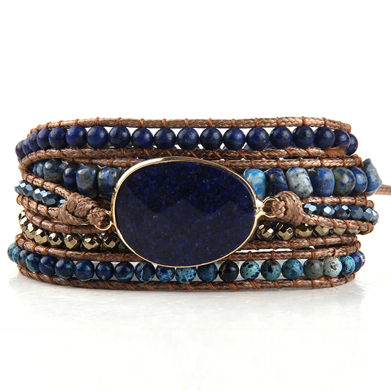 Fashion Bohemian Jewelry Boho Bracelet Mixed Natural Stones And Charm Handma Wrap Bracelets Gift