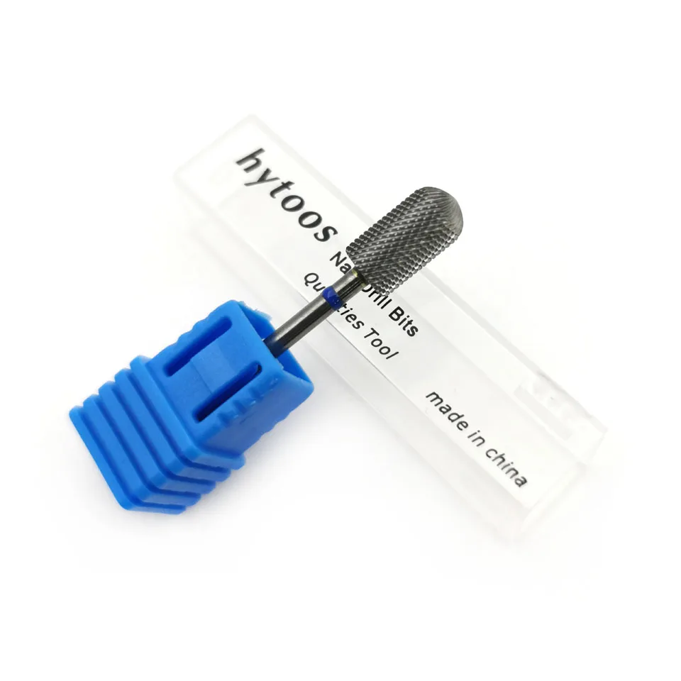 HYTOOS Smooth Top Large Barrel Bits (R Cut) 3/32 Carbide Nail Drill Bit Milling Cutter For Manicure Nail Art Equipment Tools