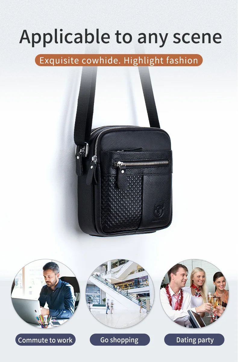 BULLCAPATIN Men's Genuine Leather Shoulder Bag Messenger Briefcase CrossBody Handbag Satchel Travel Bag