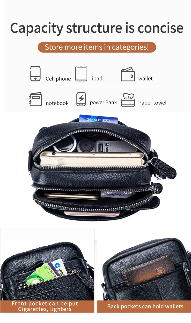 BULLCAPATIN Men's Genuine Leather Shoulder Bag Messenger Briefcase CrossBody Handbag Satchel Travel Bag