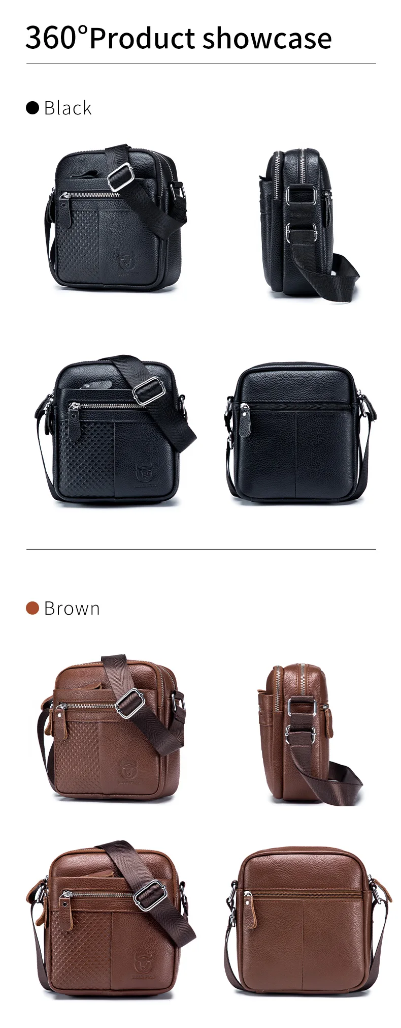 BULLCAPATIN Men's Genuine Leather Shoulder Bag Messenger Briefcase CrossBody Handbag Satchel Travel Bag