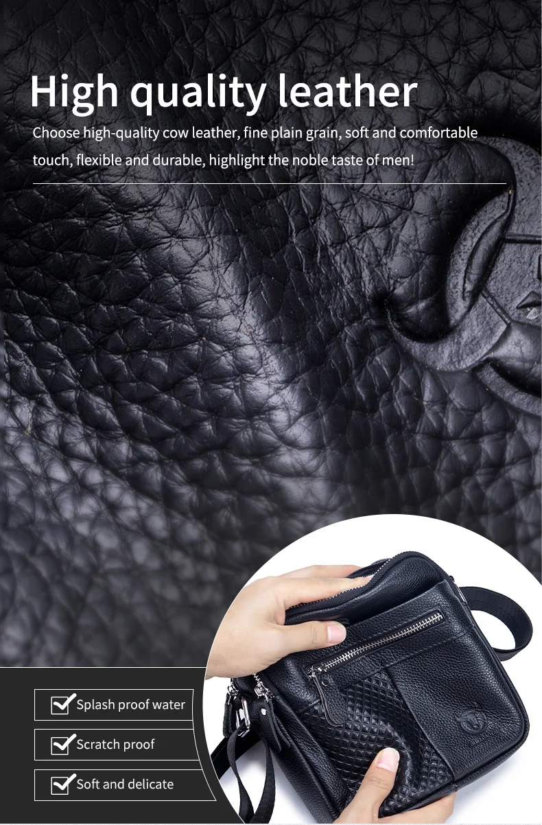 BULLCAPATIN Men's Genuine Leather Shoulder Bag Messenger Briefcase CrossBody Handbag Satchel Travel Bag