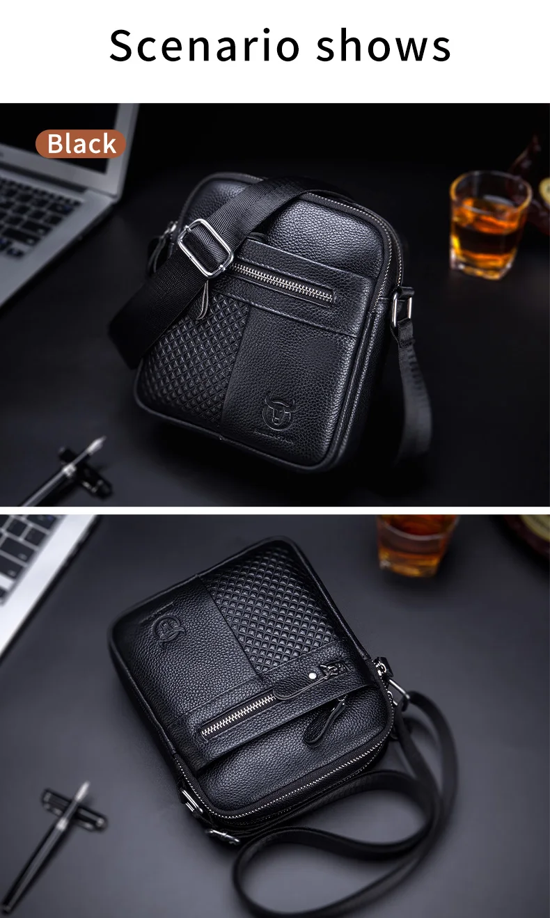 BULLCAPATIN Men's Genuine Leather Shoulder Bag Messenger Briefcase CrossBody Handbag Satchel Travel Bag