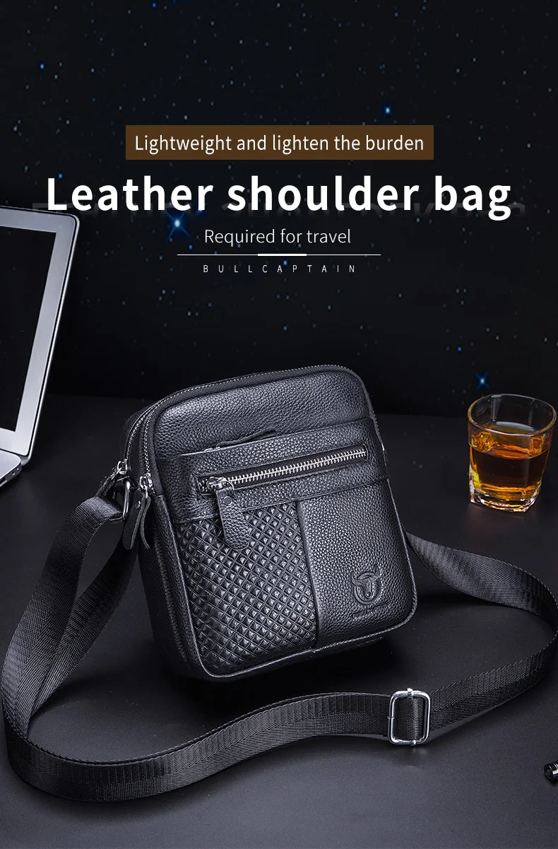BULLCAPATIN Men's Genuine Leather Shoulder Bag Messenger Briefcase CrossBody Handbag Satchel Travel Bag