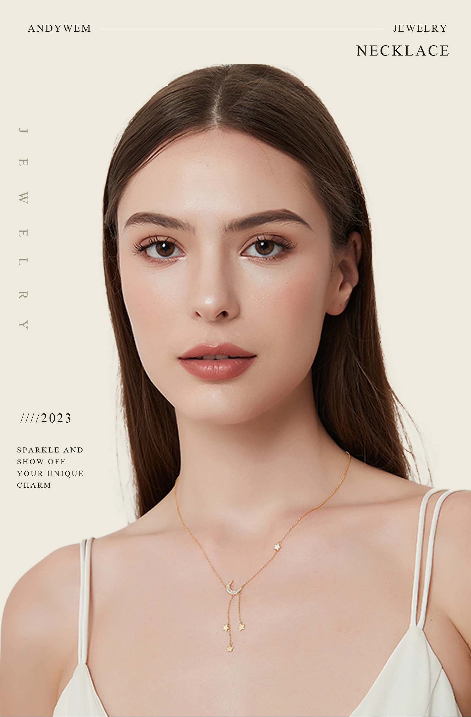 ANDYWEN 925 Sterling Silver Gold Inital Pendant Luxury Choker 2023 Long Chain Monogram Necklace Fine Jewelry Wedding
