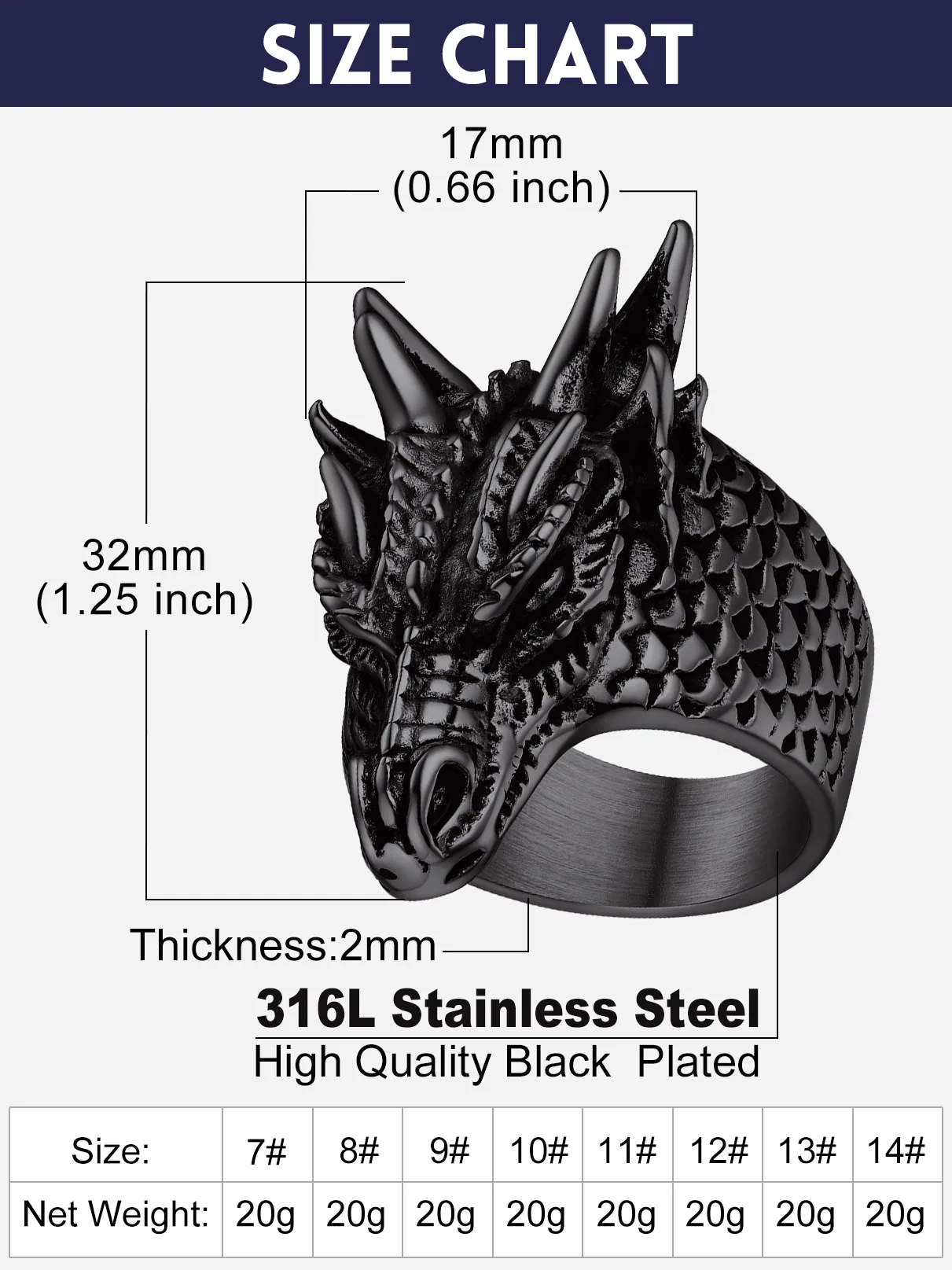 U7 Dragon Rings for Men Women Black Retro 14K Gold Color Vivid Animal Dragon Wrapped Rings Stainless Steel Cool Jewelry Gift