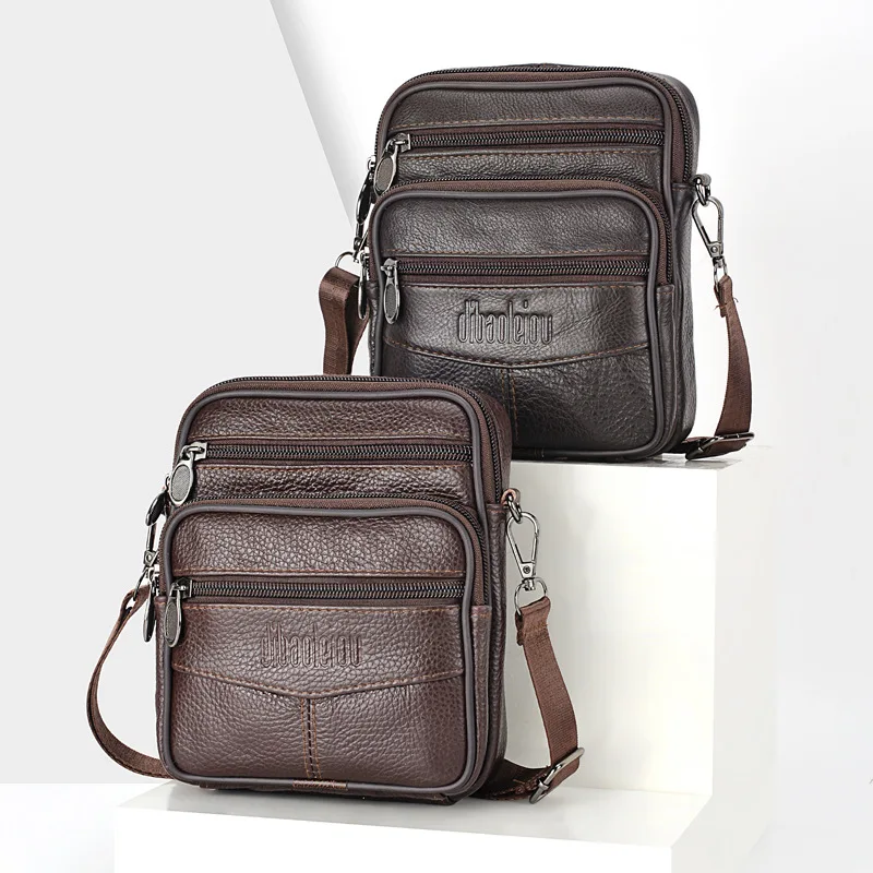 Men's Genuine Leather Crossbody Shoulder Bags High Quality Tote Fashion Business Man Messenger Bag Leather Bags Fanny Pack