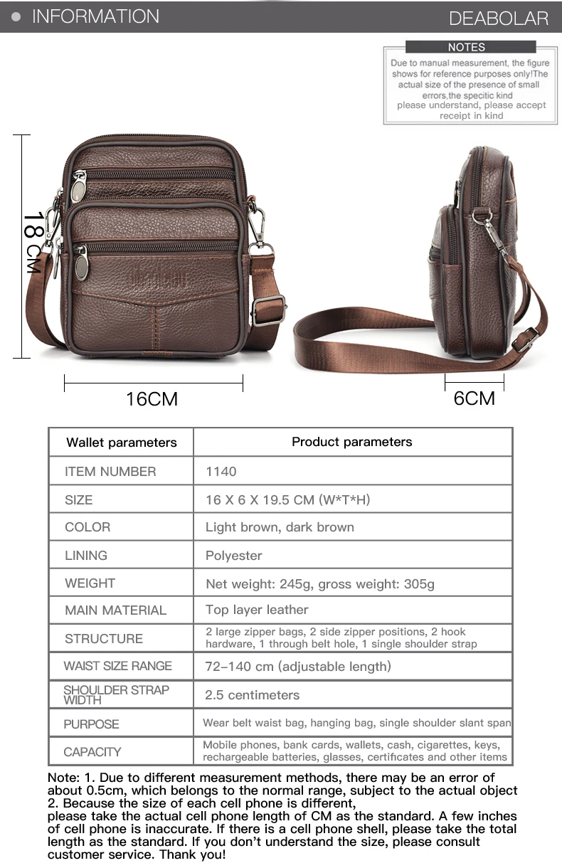 Men's Genuine Leather Crossbody Shoulder Bags High Quality Tote Fashion Business Man Messenger Bag Leather Bags Fanny Pack