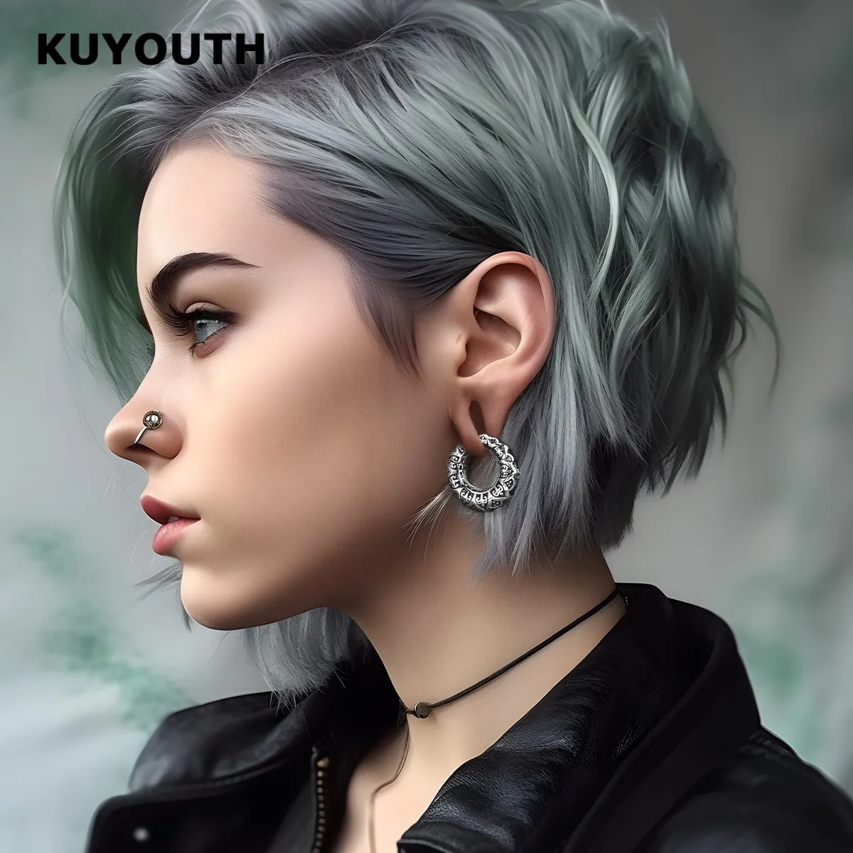 KUYOUTH Vintage Stainless Steel Pattern Magnet Ear Weight Earring Stretchers Body Jewelry Piercing Expanders 2PCS
