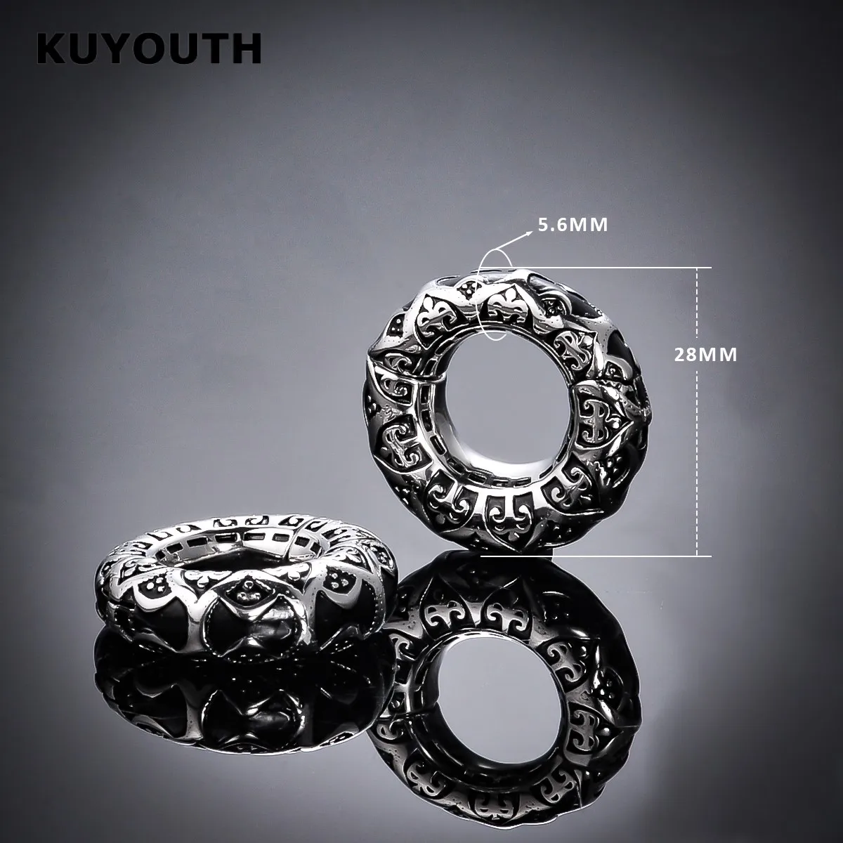 KUYOUTH Vintage Stainless Steel Pattern Magnet Ear Weight Earring Stretchers Body Jewelry Piercing Expanders 2PCS