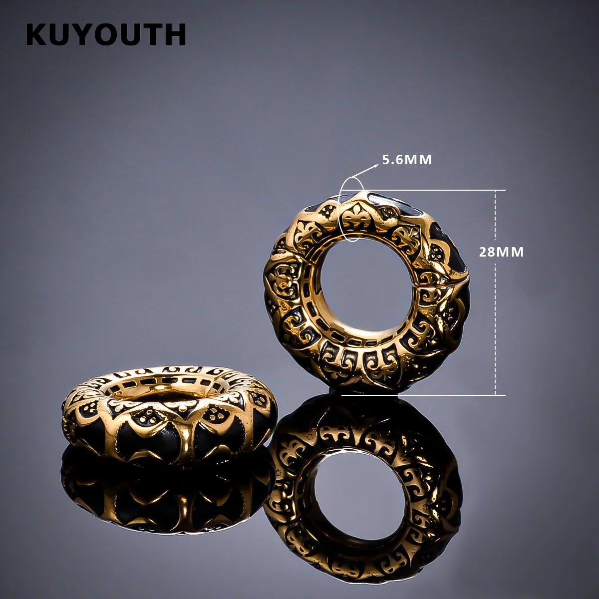 KUYOUTH Vintage Stainless Steel Pattern Magnet Ear Weight Earring Stretchers Body Jewelry Piercing Expanders 2PCS
