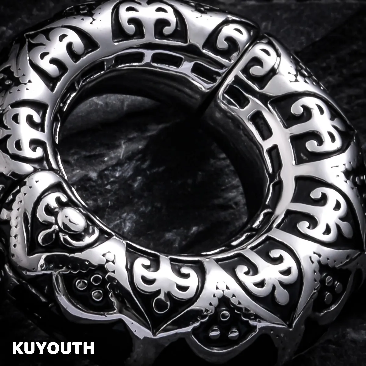 KUYOUTH Vintage Stainless Steel Pattern Magnet Ear Weight Earring Stretchers Body Jewelry Piercing Expanders 2PCS