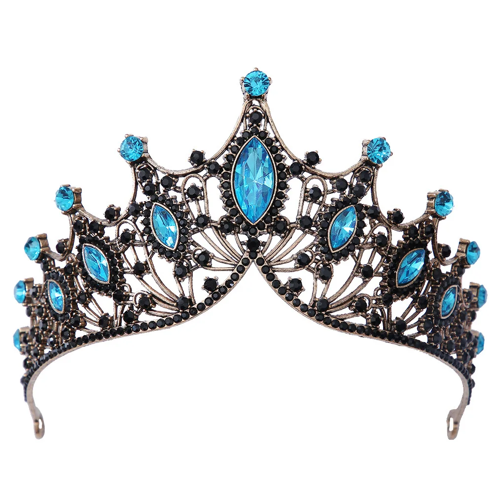 DIEZI Baroque Black Tiara Crown For Wedding Birthday Party Hair Jewelry Queen Bridal Bride Purple Crystal Crown Hair Accessories