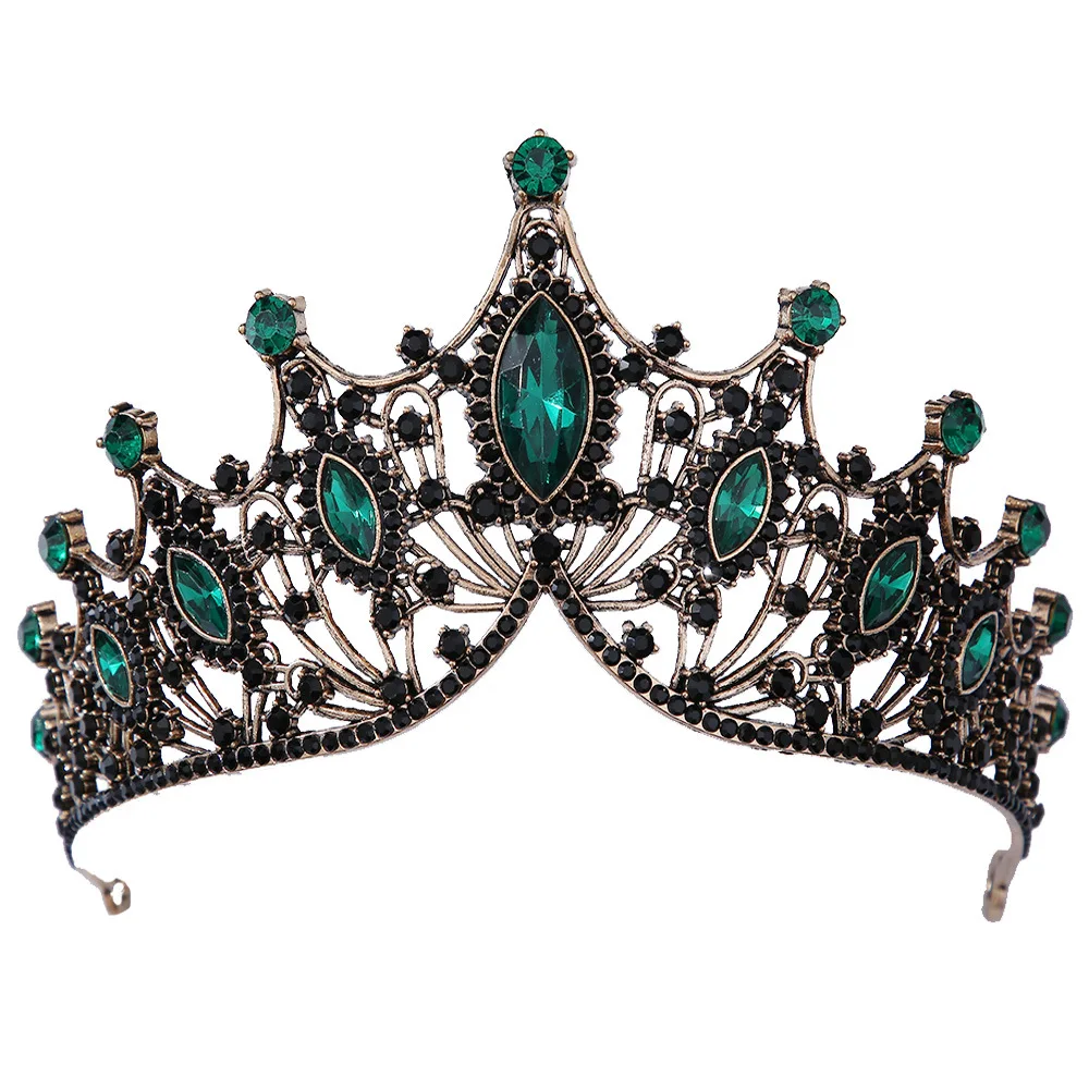 DIEZI Baroque Black Tiara Crown For Wedding Birthday Party Hair Jewelry Queen Bridal Bride Purple Crystal Crown Hair Accessories